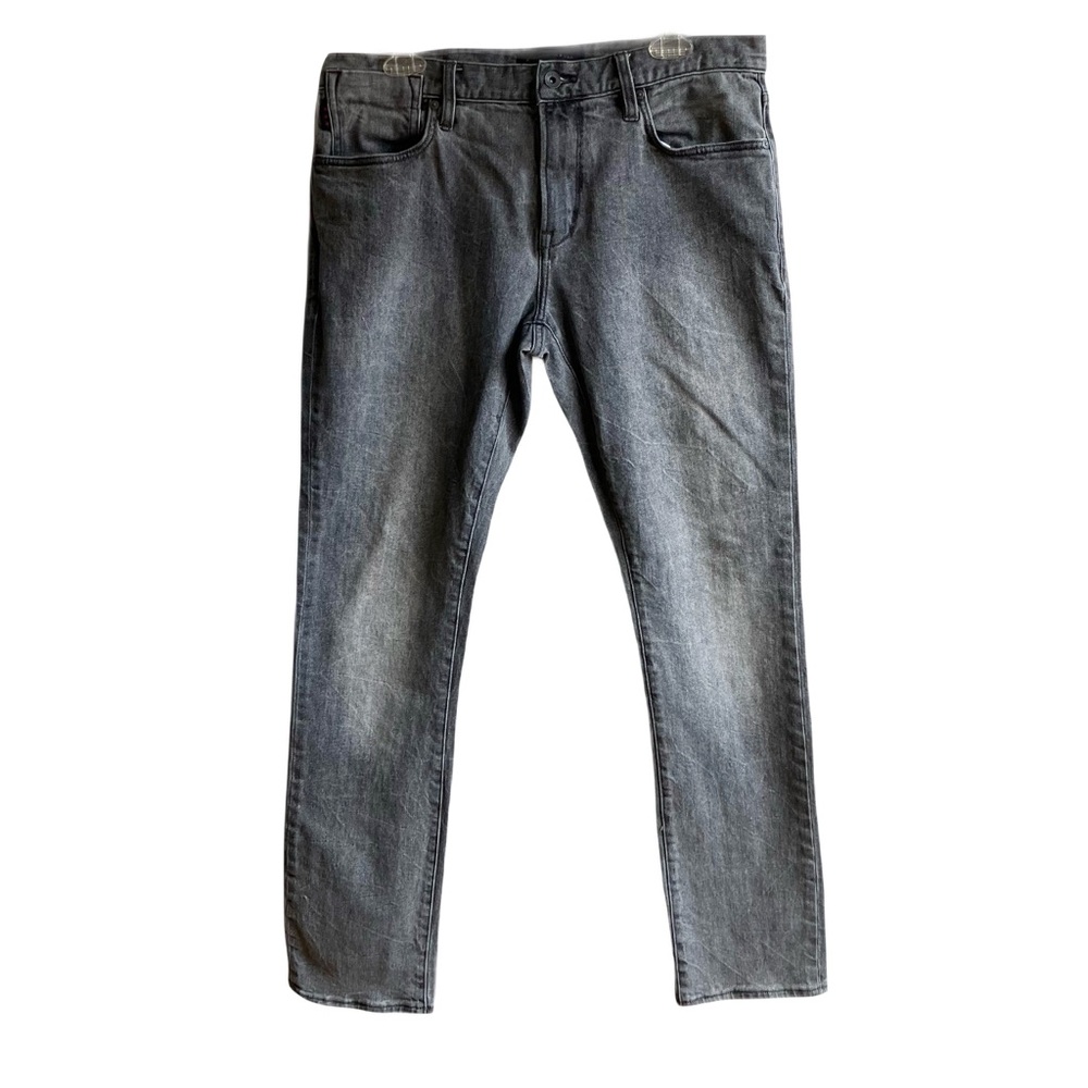 John Varvatos Bowery Slim Straight Jeans Size 33 Faded Black Gray Denim